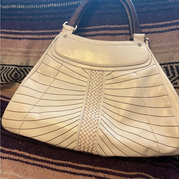 Cole Haan Handbags - Cole Haan Cream Tote with Intricate Pattern and Structured Design